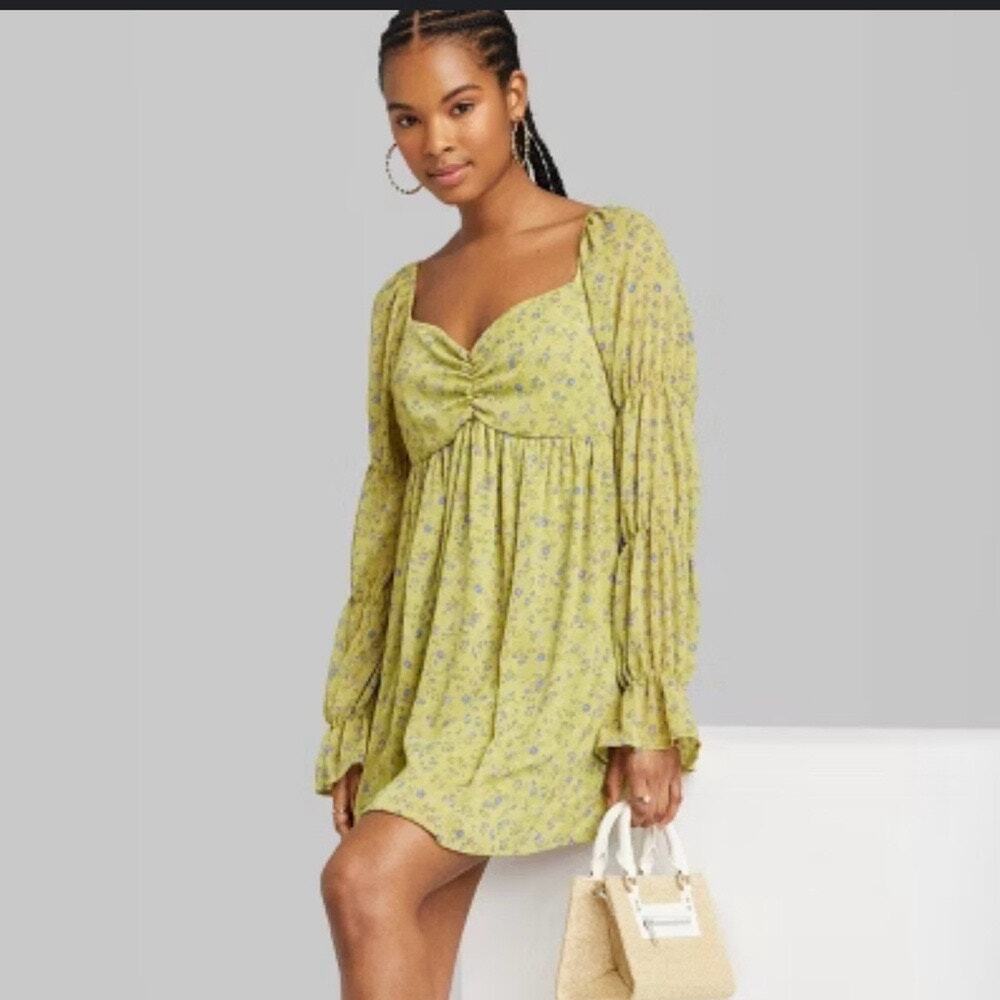 Wild Fable Womens size XL Puff Long Sleeve Floral Dress Boho Cottagecore